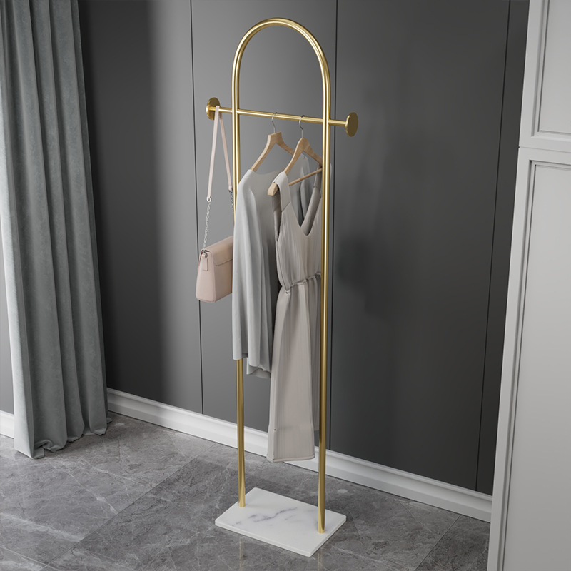 Wall-mounted closet in bedroom, light luxury home use living room coat rack fashion simple metal rock board coat hanger storage rack