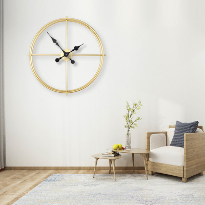 家用时钟时尚挂钟 轻奢家居墙壁时钟圆形艺术ins金属铁艺客厅壁钟|ms