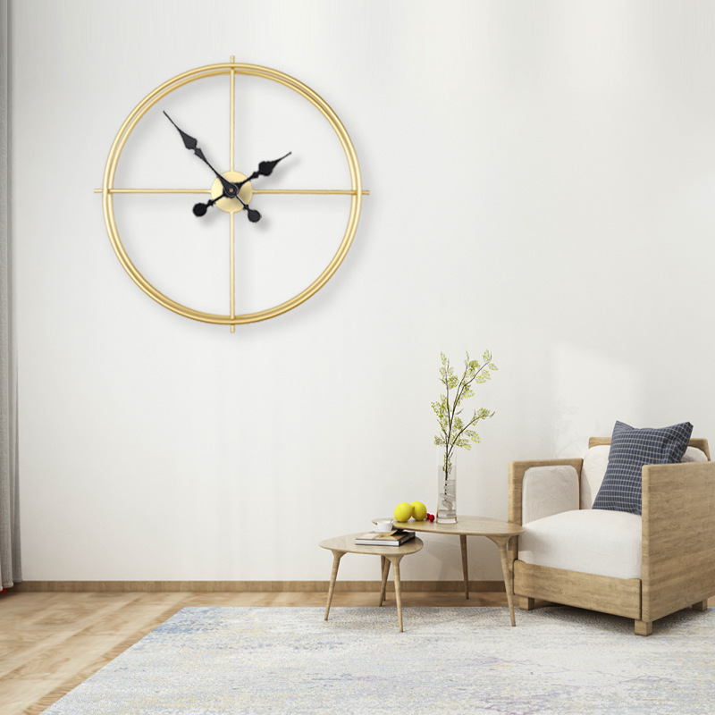 家用时钟时尚挂钟 轻奢家居墙壁时钟圆形艺术ins金属铁艺客厅壁钟|ms