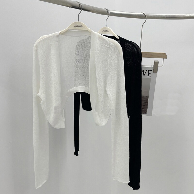 White Ice Silk Cardigan Knitted Jacket Thin Small Waistoutwear Women's Shawl 2025 Summer New Outer Blouse