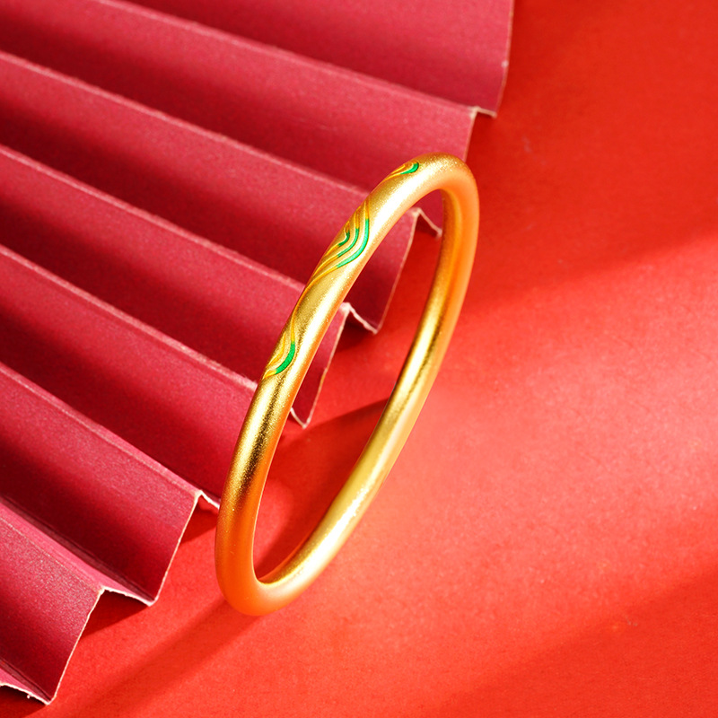 Pulsera antigua línea patrón Dunhuang tallado Vietnam arena oro pulsera aleación de cobre todo fósforo estilo antiguo accesorios estilo chino