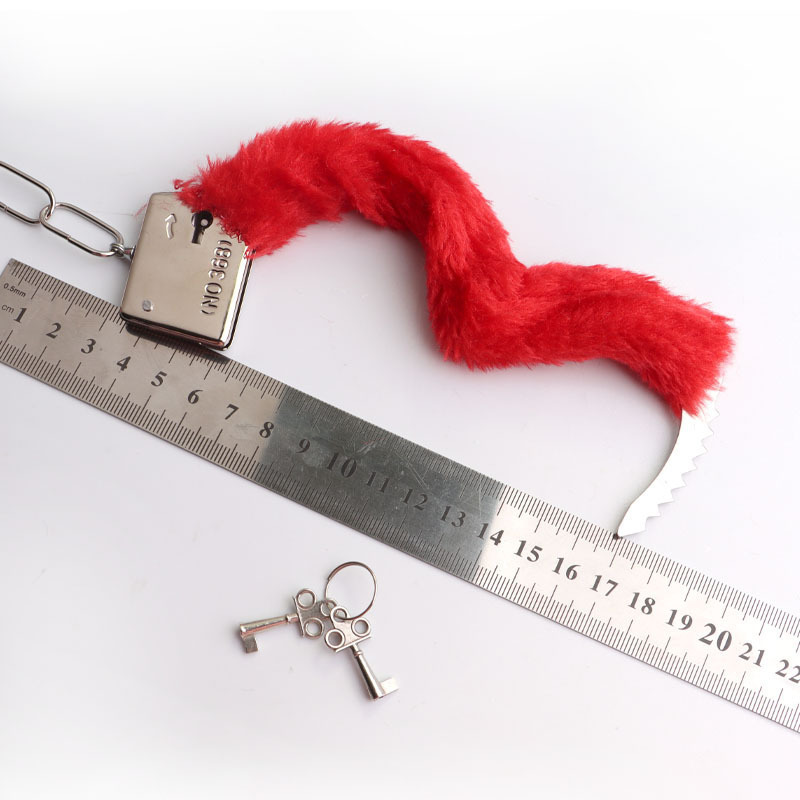 Plush Couple’s Bed Restraint Set with Metal Handcuffs and Straps — detail image 8