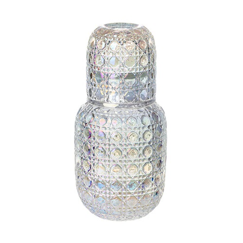 European retro embossed gem pattern large-capacity glass cool kettle for household daily use for one person drinking sake pot and cup set
