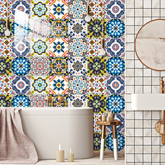 摩洛哥風格花磚瓷磚貼家居裝飾改造自粘防水防油水晶硬片牆貼