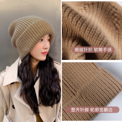 冬天毛线帽子女时尚百搭粗线堆堆帽秋冬季保暖加厚休闲时尚针织帽