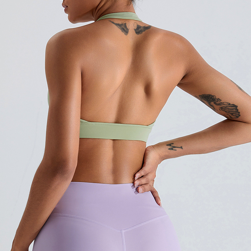 Sujetador deportivo halter sin espalda para mujer, no se puede devolver ni cambiar, sensación de segunda piel, top de yoga de secado rápido, chaleco deportivo con espalda hermosa, ropa deportiva.