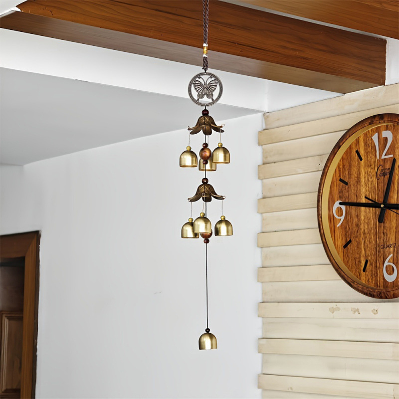 Campanella a vento in metallo a due strati in stile antico per cortile e giardino, suono di collisione di dopamina, decorazione da appendere in casa_voghion.com