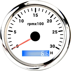85mm Modified Car Engine Tachometer 3k~8kRPM with Hour Meter Function, 7-Color Adjustable Backlight