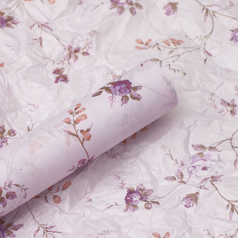 Papel de regalo floral impermeable de estilo europeo para el Día del Maestro, impreso con un elegante diseño floral para empaquetado de ramos de regalo en floristerías.