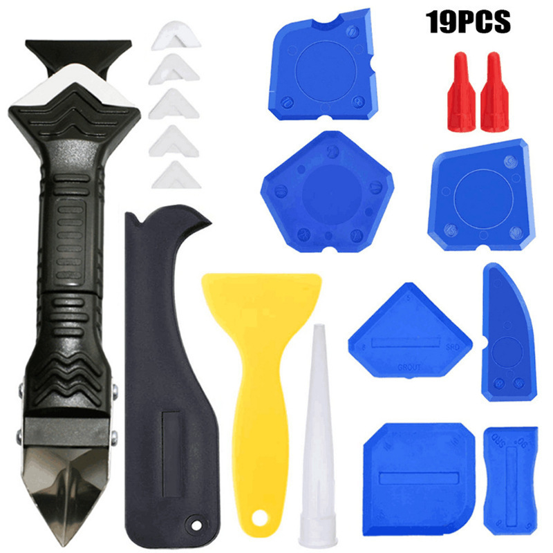 19-piece set of caulking glass glue plastic scraper beauty seam spreader for door floor bathroom beauty seam tool