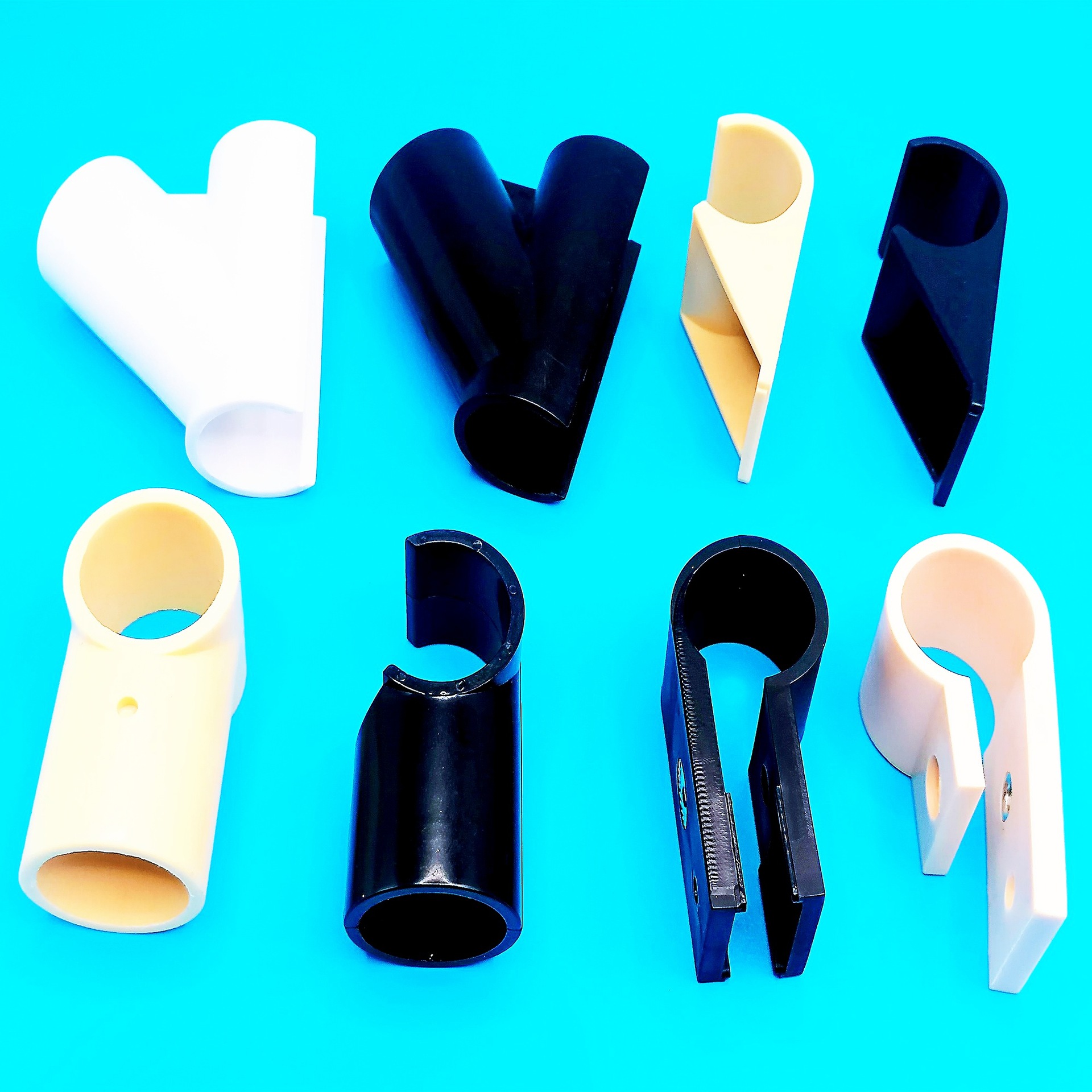 精益塑料连接件/线棒金属配件接头/圆管固定卡扣/铝管塑料紧固件