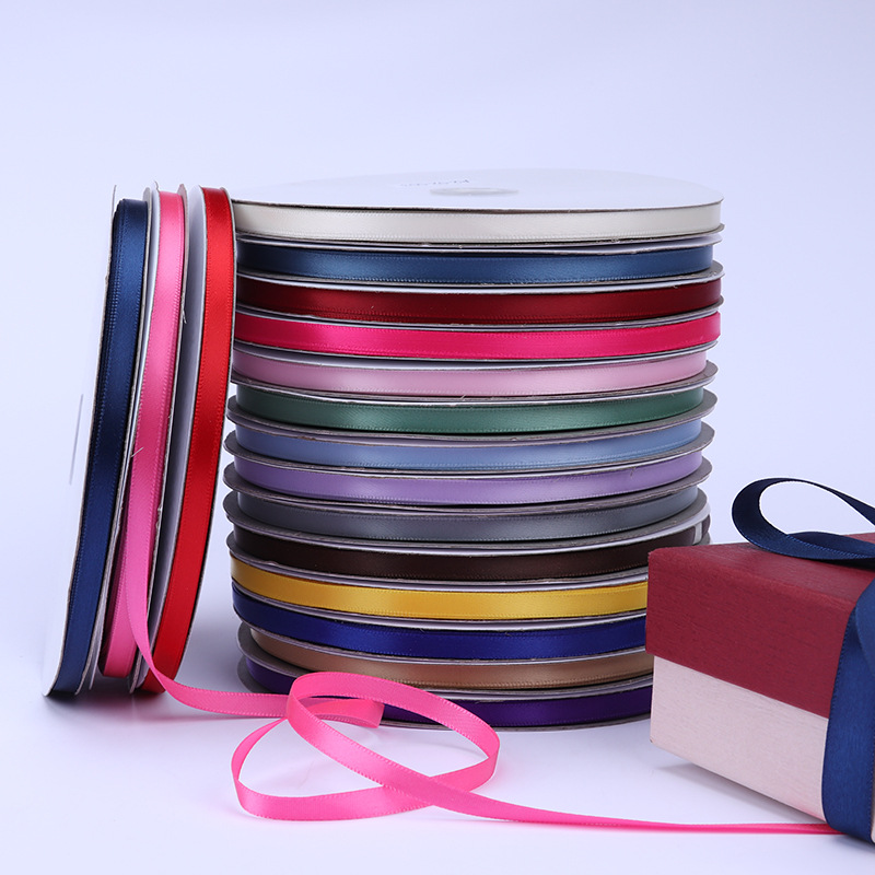 6mm poliéster con arco DIY cinta boda etiqueta marcador ropa cuerda de satén caja de regalo embalaje cinta delgada