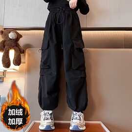 女童工装裤秋装2026新款儿童春秋季休闲街舞运动裤加绒长裤子潮酷