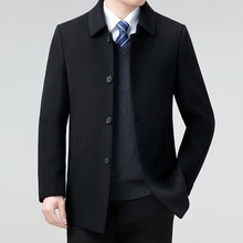 2025年冬季男装双面呢外套商务休闲可脱卸白鸭绒内胆翻领羊毛茄克