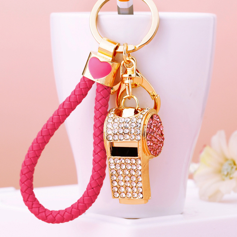 Coach Referee Whistle Car Keychain Metal Men's and Women's Bag Pendant Leather Rope Key Chain Ring Diamond Gift Coach Referee Whistle Car Keychain Metal Men's and Women's Bag Pendant Leather Rope Key Chain Ring Diamond Gift