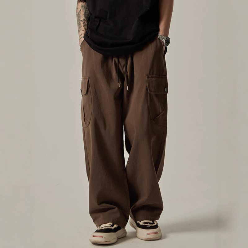 Trendy Brand Retro Japanese Tooling Pants Men's Spring and Autumn Ins Trendy American Style Loose Straight Leg Wide Leg Casual Long Pants