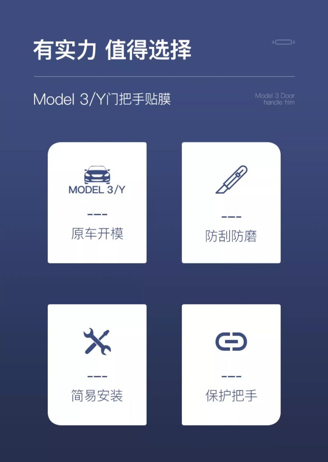 Suitable for Tesla Model 3/Y Door Handle Handle Anti-Scratch Carbon Fiber Luminous Sticker Modified Car Accessories