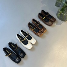 羊皮版！新款法式气质优雅复古玛丽珍鞋女方头浅口内增高晚晚鞋子