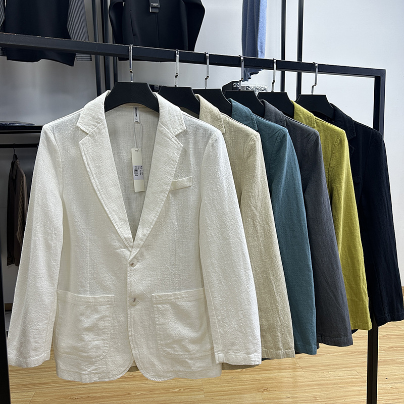 Men's Clothing with Tags Removed for Export--Casual Versatile Men's Suit with Notch Lapels, Slim-Fit Casual Jacket for Autumn, Trendy