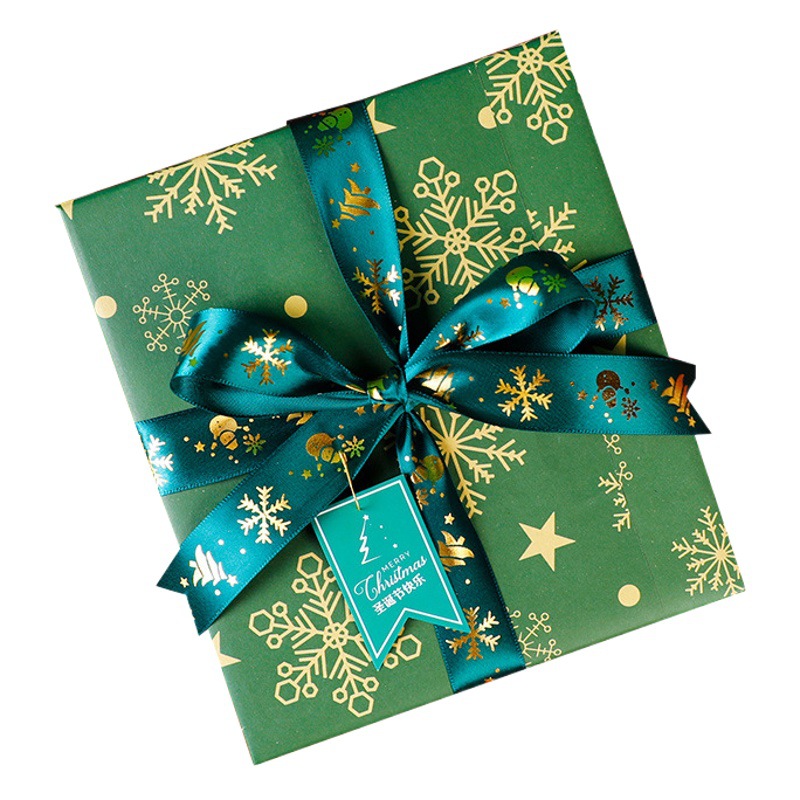 Caja de regalo de Navidad papel de embalaje de alto grado hecho a mano material de bricolaje paquete de papel Kraft caja de regalo de Nochebuena Decoración