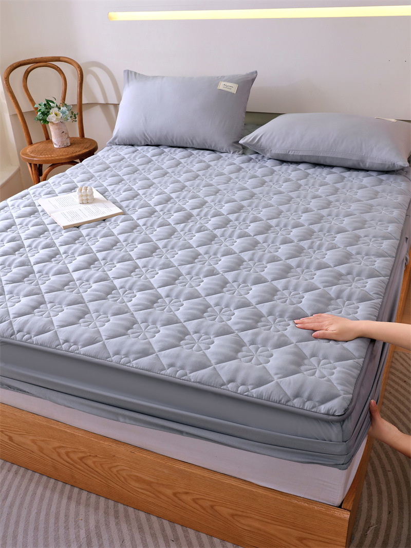 Color sólido pro-piel lavable algodón cama de algodón cama de comercio exterior cama de algodón máscara de cama a prueba de polvo gruesa cubierta protectora de Simmons