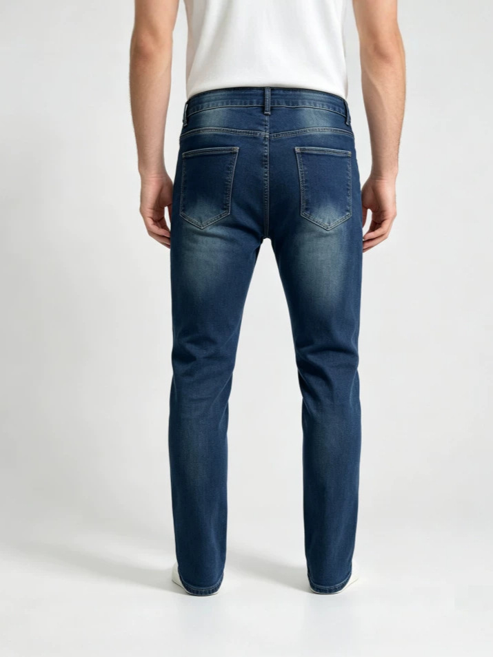 Jeans Ajustados para Hombre de Mezclilla de Algodón, Elástico, Lavado, para Uso Casual