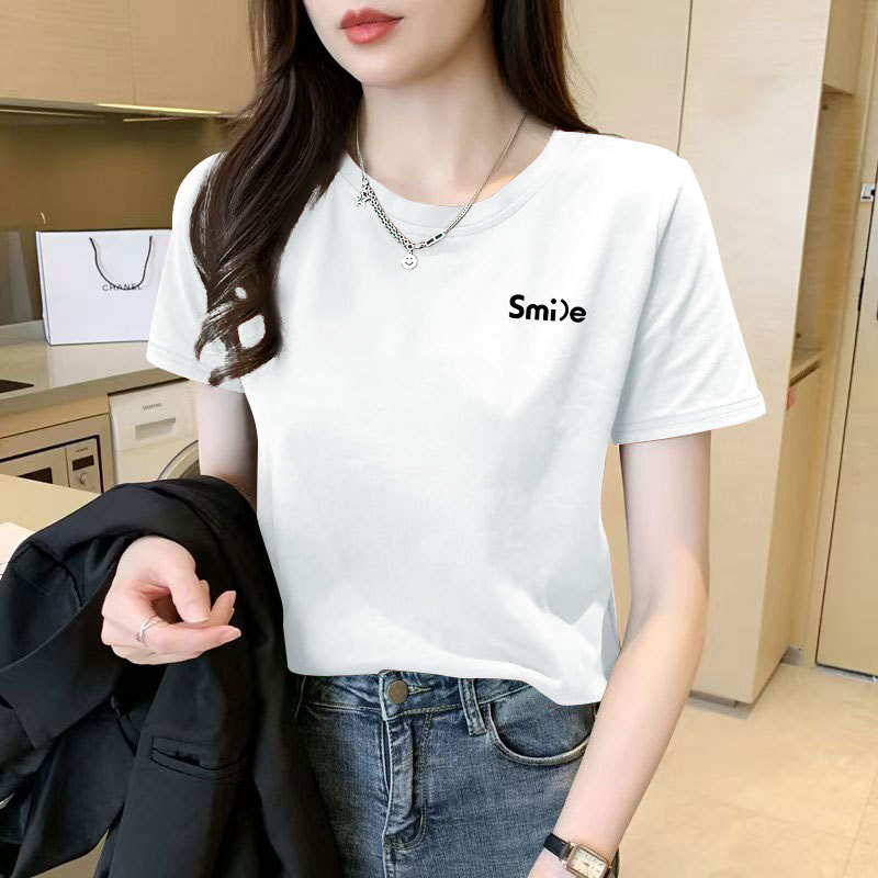 纯棉短袖T恤女新款夏季洋气百搭半袖宽松显瘦大码上衣女ins潮|undefined