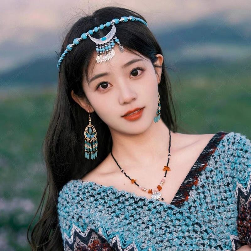 波西米亚流苏串珠耳环女高级感度假风耳钉小众设计复古民族风耳饰|undefined