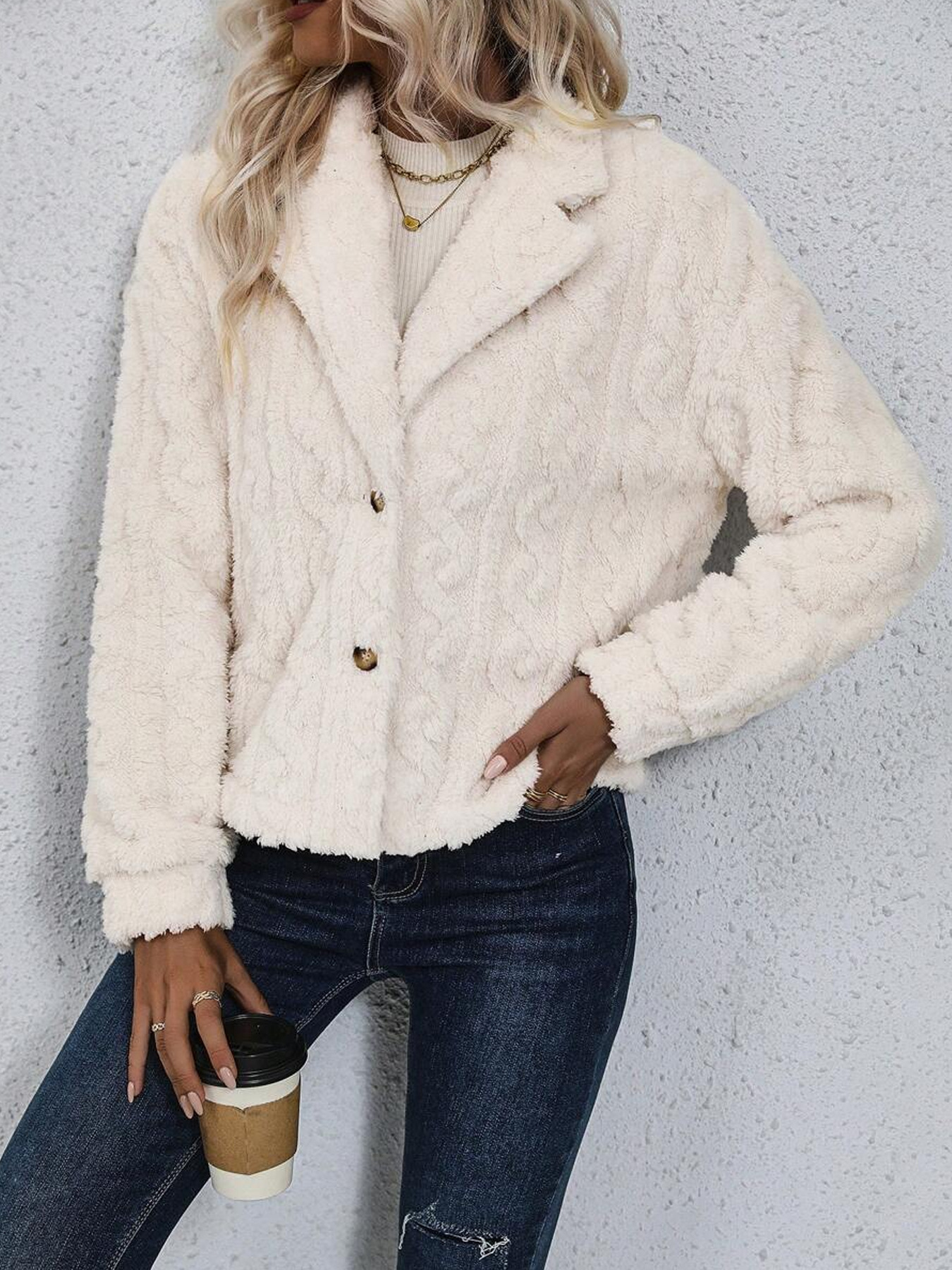 Women's Overcoat Double Sided Velvet Button Cardigan Jacket_voghion.com