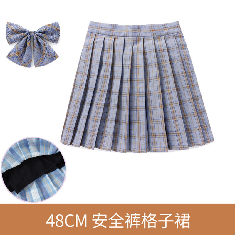 48CM现货内衬安全裤制服格子学院日系百褶班服校服学生短半身女裙|undefined
