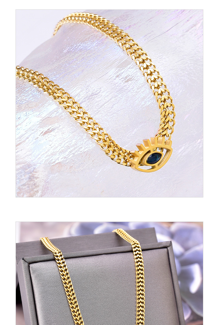304 Stainless Steel Chain Material Daily Occasion Wholesale Jewelry Fashion Devil'S Eye 304 Stainless Steel Glass Stone 18K Gold Plated Plating Stainless Steel Necklaces