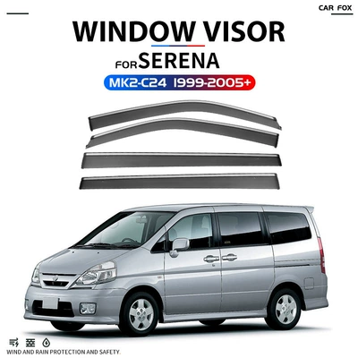 Suitable for Nissan Serena Rain Shield Serena C26 C27 C28Window Visor (Rain shield) - standard-packaging-without-logo-serenaserenamk2-c24-1999-2005pcsilver-bright-strip-window-rain-shield