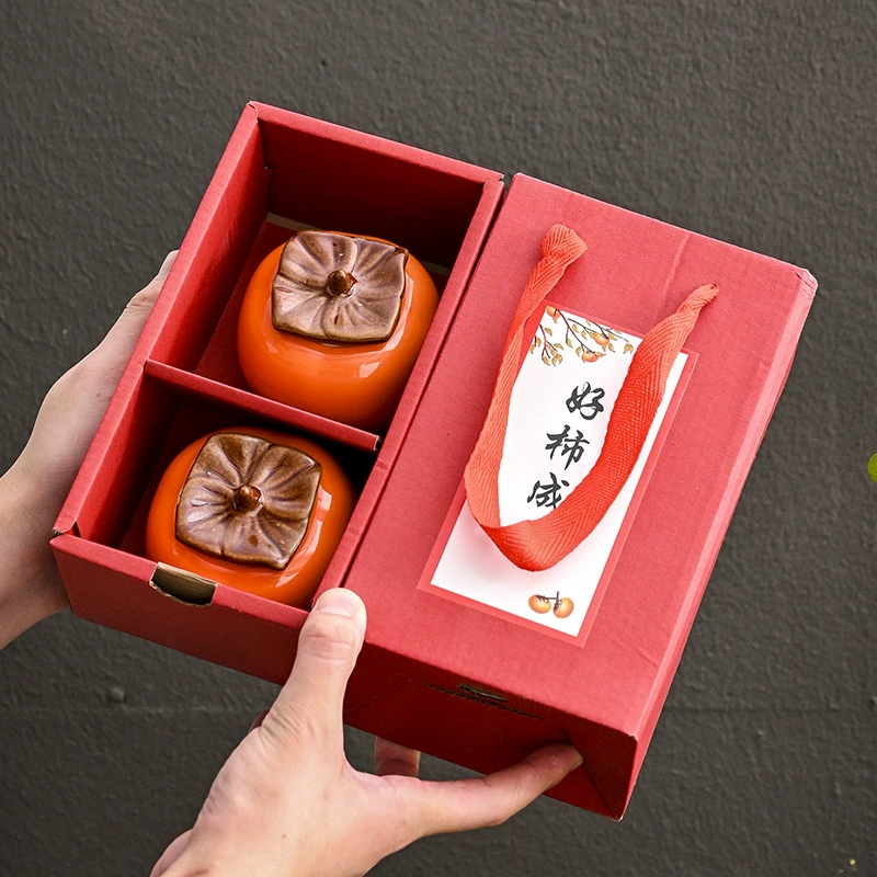 Керамическая банка для чайного дыни persimmon, маленькая банка для хранения, герметичная банка конфеты, свадебная сувенирная банка, герметичная, влагозащита