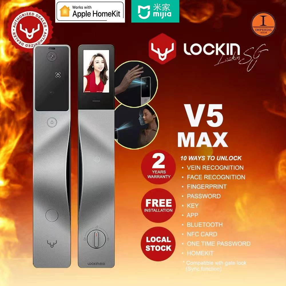 Lockin V5max Luke V5max распознавание лица в 3D, касания ладони, замок соединён с Mijia Apple HomeKit