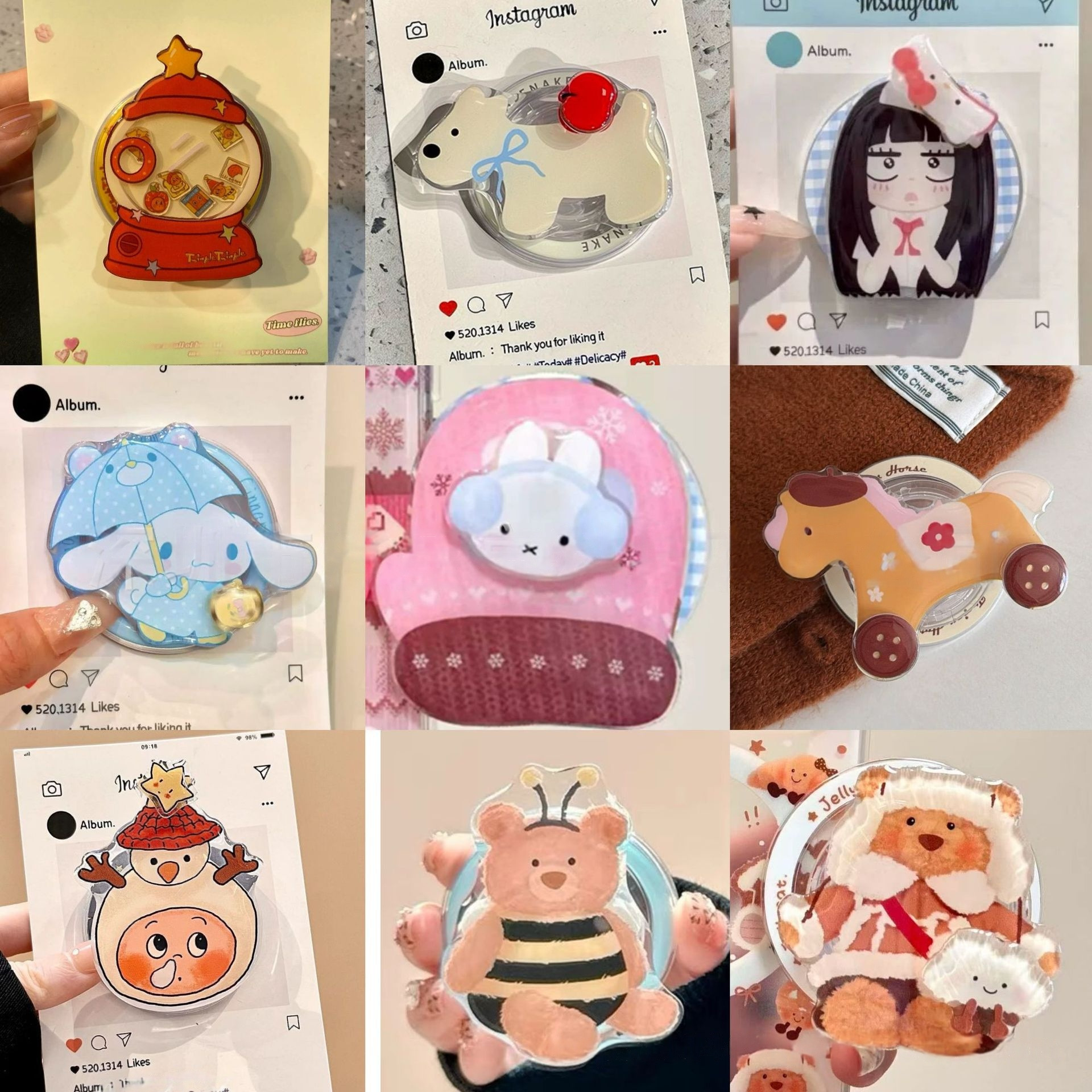 Cartoon Cinnamon Dog Bear Puppy Suitable for Magsafe Magnetic Holder Super Adsorption Desktop Retractable Air Bag