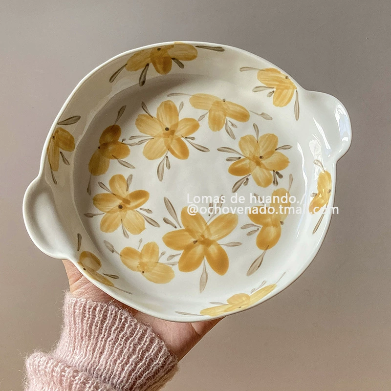 INS Retro Bell Flower Pan Irregular Double Ear Breakfast Sweeper Sedow Cake Cake disk