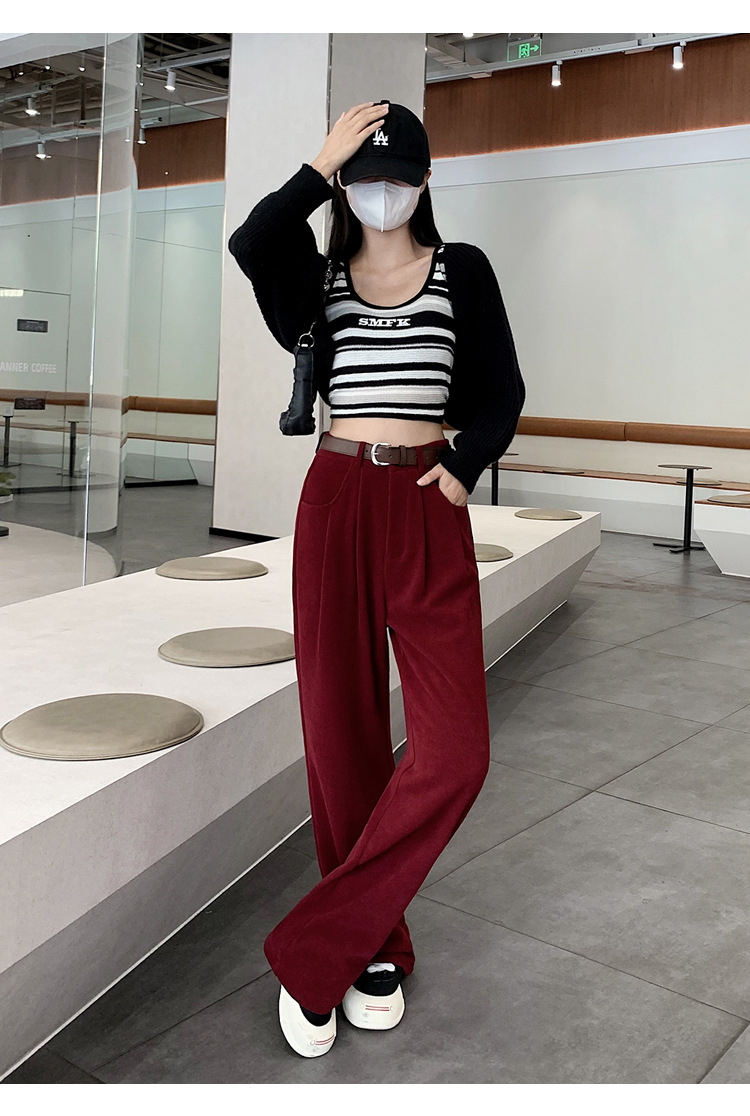 Dames pantalon met wijde pijpen van pluche herfst en winter_voghion.com