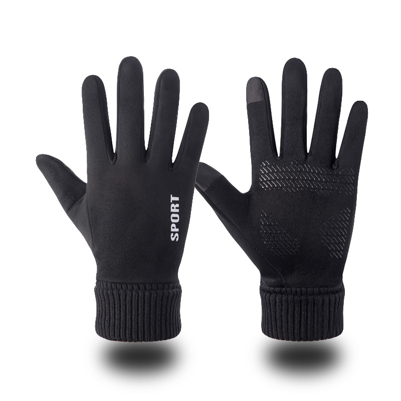冬季男保暖手套防風防寒加絨觸屏手套戶外騎行開車外賣摩托車手套