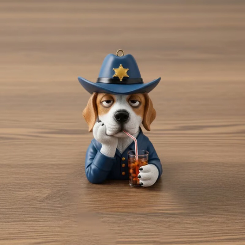 Cross-Border New Product Cute Cat Sheriff Cute Cat Sheriff Decorative Desktop Ornaments Resin Crafts