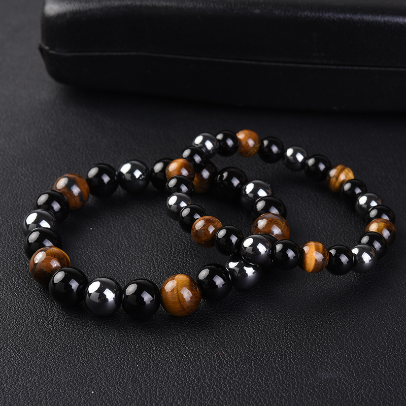 Cross-border explosions tiger eye beaded bracelet Europe and the United States Amazon wholesale natural stone men's handmade bracelet