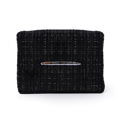 Car Tissue Box, Fabric Seat: Car tissue box/set - black-chanel-style-tissue-box