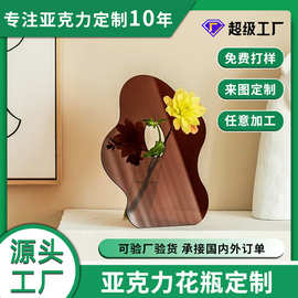 北欧亚克力创意镜面花瓶定制加工彩色玄关客厅台面摆件艺术插花器