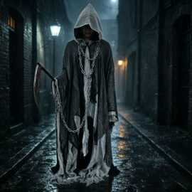万圣节cos死神服装斗篷带血镰刀死神服饰道具驱魔人斗篷长袍套装
