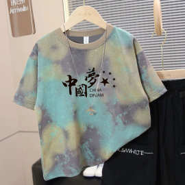 洋气女童短袖T恤夏装新款时尚印花儿童宽松圆领舒适百搭上衣