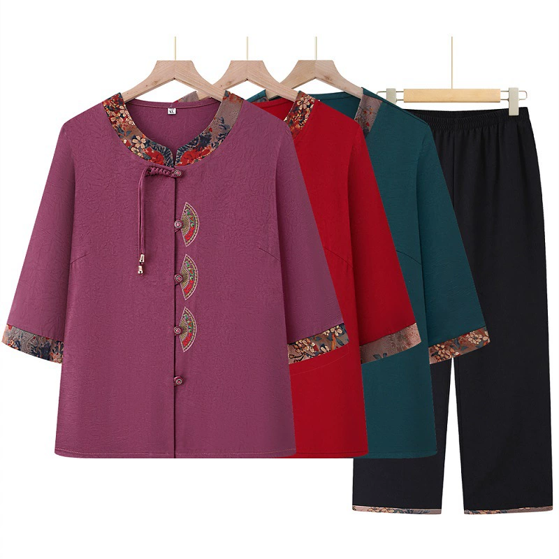 Летние костюмы для женщин среднего и пожилого возраста, костюмы для пожилых людей в китайском стиле бабушки, одежда для старух, летние костюмы бабушки, костюмы Тан.