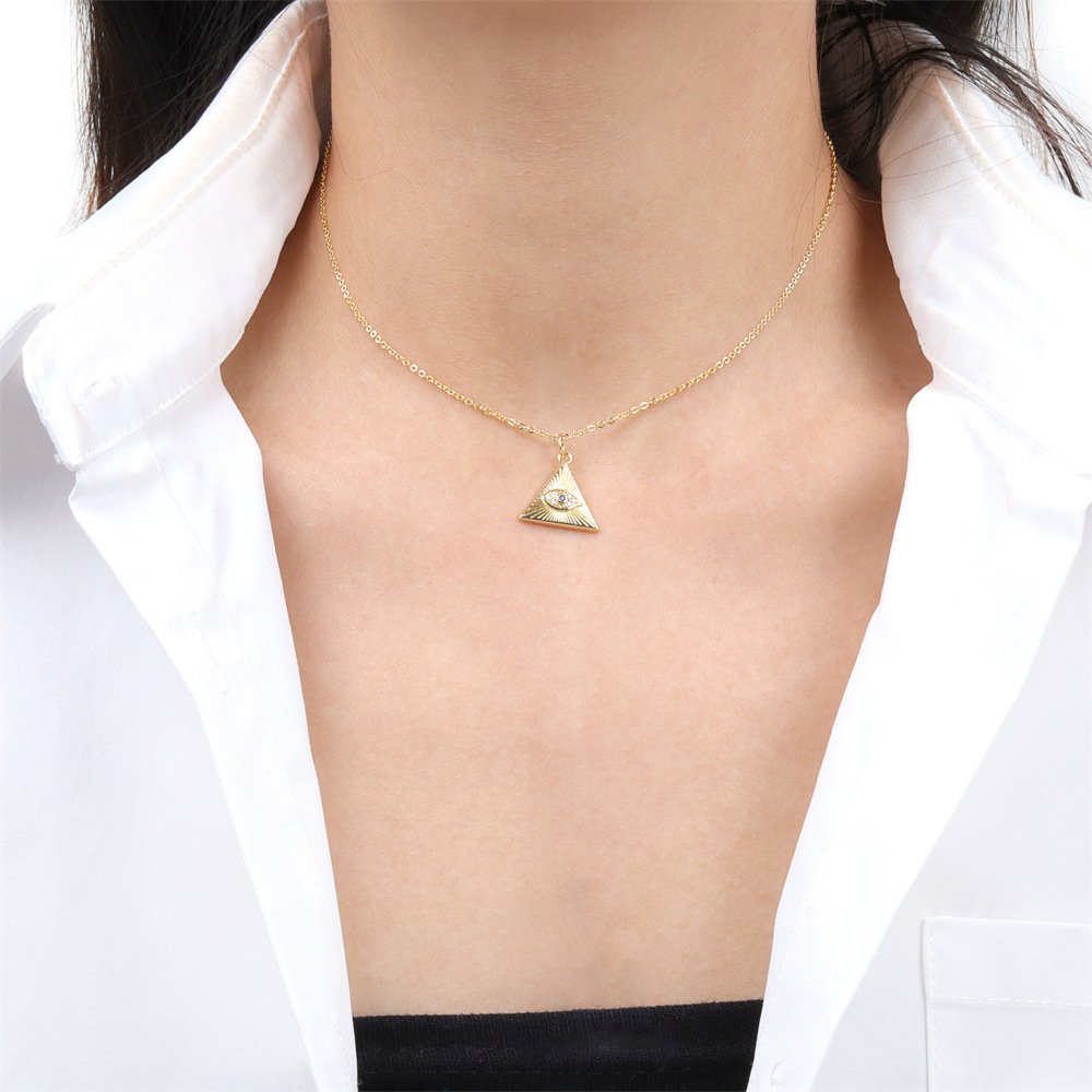 devilu0027s eye blue eye pendant copper inlaid zircon gold-plated necklace