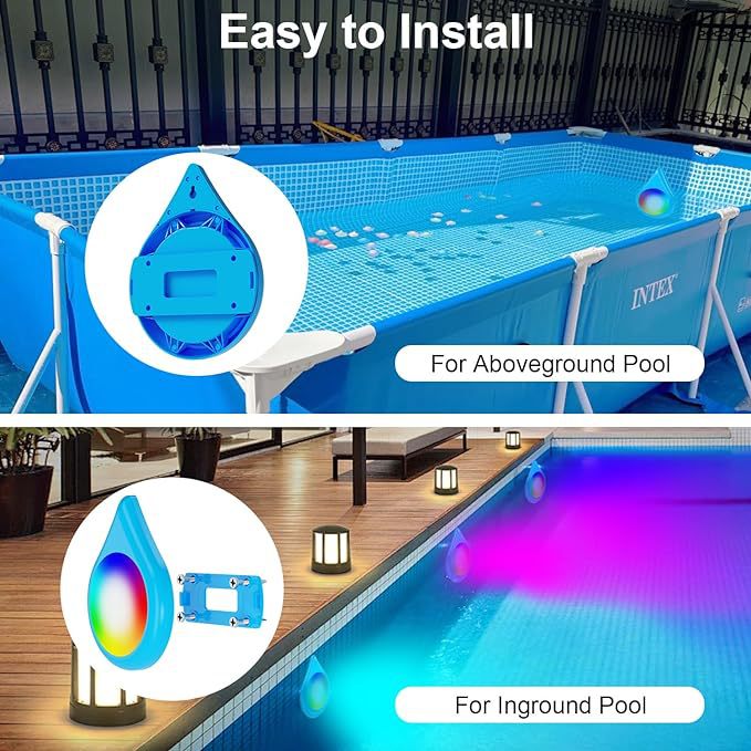 Contrôle Bluetooth APP Lumière d'ambiance en forme de goutte d'eau Certification de brevet Lumière d'ambiance murale Lumière d'ambiance de piscine IP68_voghion.com