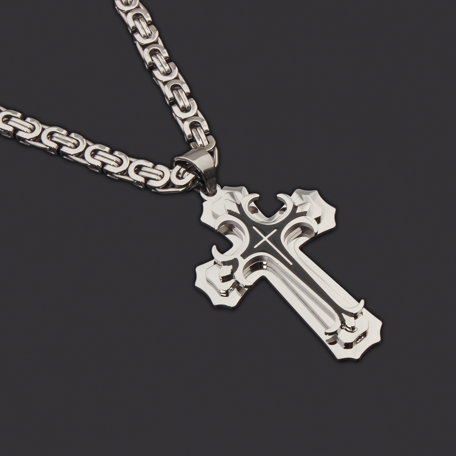 35g Weight Titanium Steel Pendant Material Pendant Necklace Classification Titanium Steel Chain Material 1 Piece Quantity Party, Carnival, Street Occasion Titanium Steel Material Cross Pattern Men's Gender Plating Design Exaggerated, Punk Style Exaggerated Punk Cross Titanium Steel Plating Men's Pendant Necklace 10