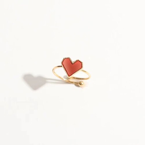  new adjustable French red love heart titanium steel ring women's ring niche small fresh and compact