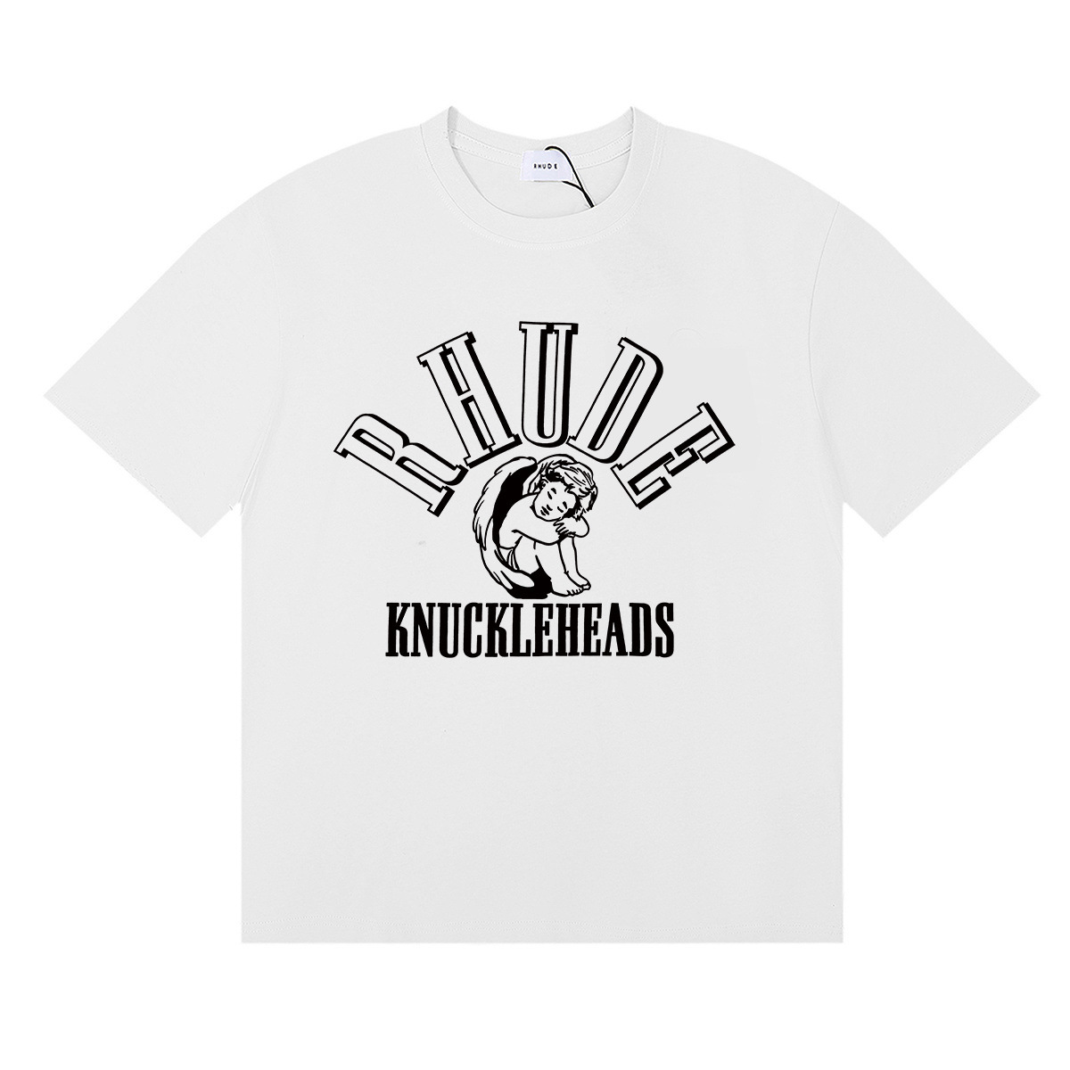 25 años de primavera y verano ropa de hombre RHUDE estampado callejero transpirable de media manga simple moda marca de moda camiseta de manga corta superior